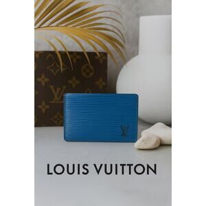 Authentic Louis Vuitton Toledo Blue Leather Card Holder